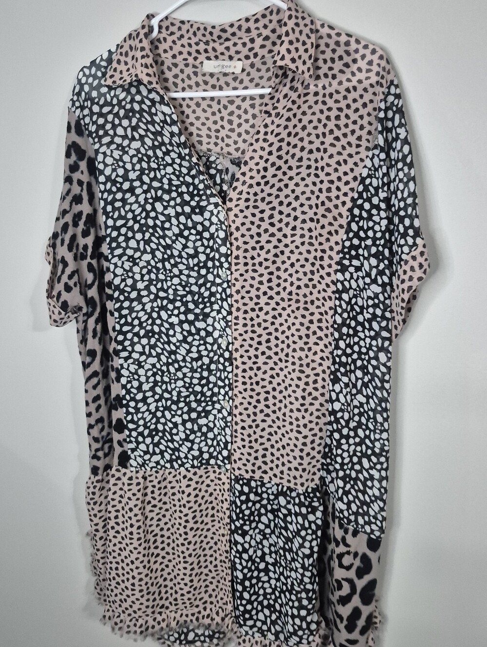 Umgee Patchwork Animal Print Button-Up Tunic / Dress Size 2XL - Picture 8 of 8